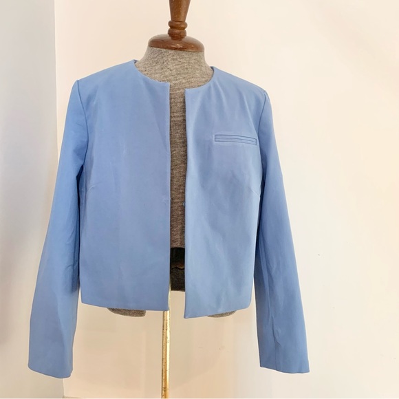 JCrew Women’s 365 Cropped Collarless Blazer in Light Blue - Picture 5 of 10